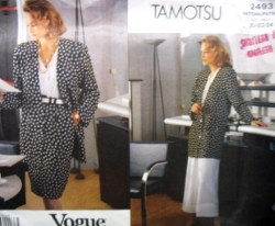 2493  VOGUE TAMOTSU EZ LONG JACKET;  TAPER SKIRT;  CULOTTES PATTERN 8-12,  or 14-18 or 20-24 CHOICE